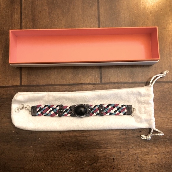 ❤️🤍🩵🖤Leather Bracelet w/Obsidian stone - Picture 6 of 7